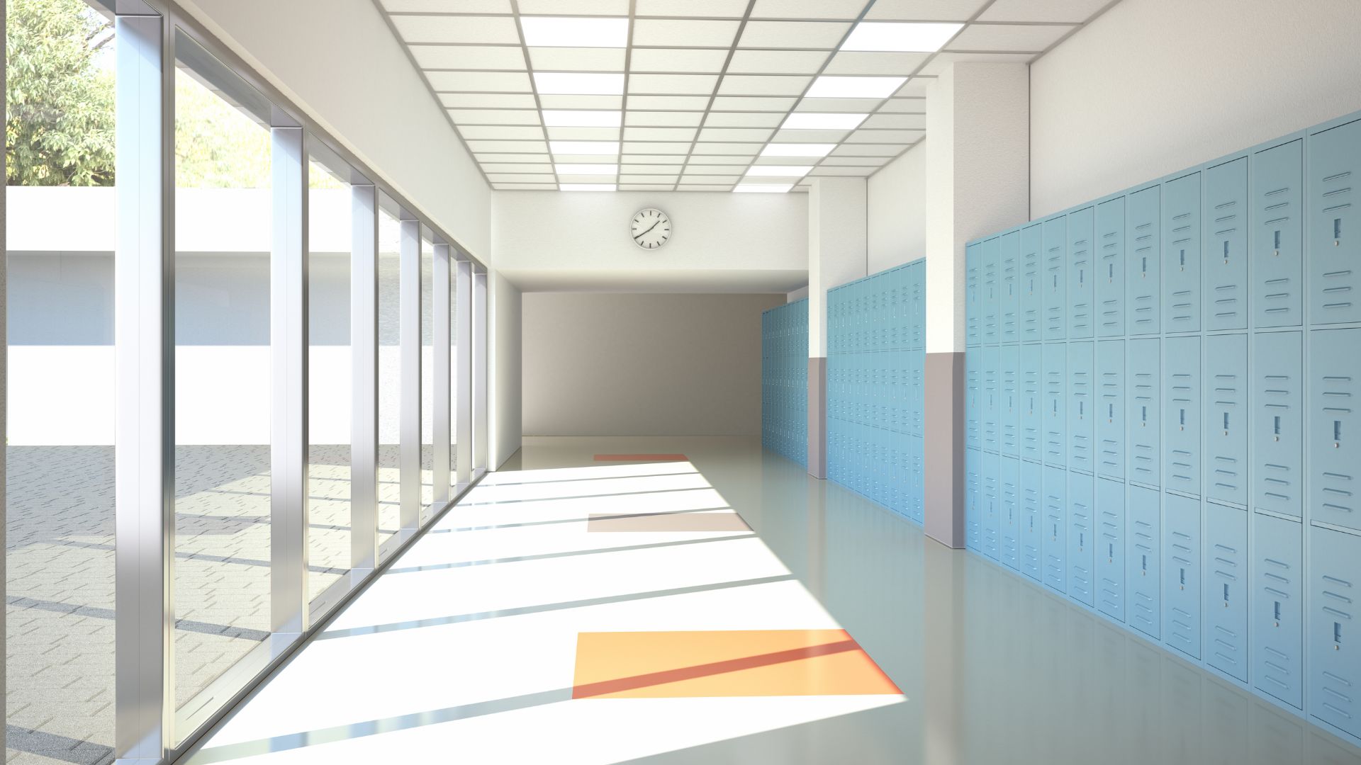 modern school hallway