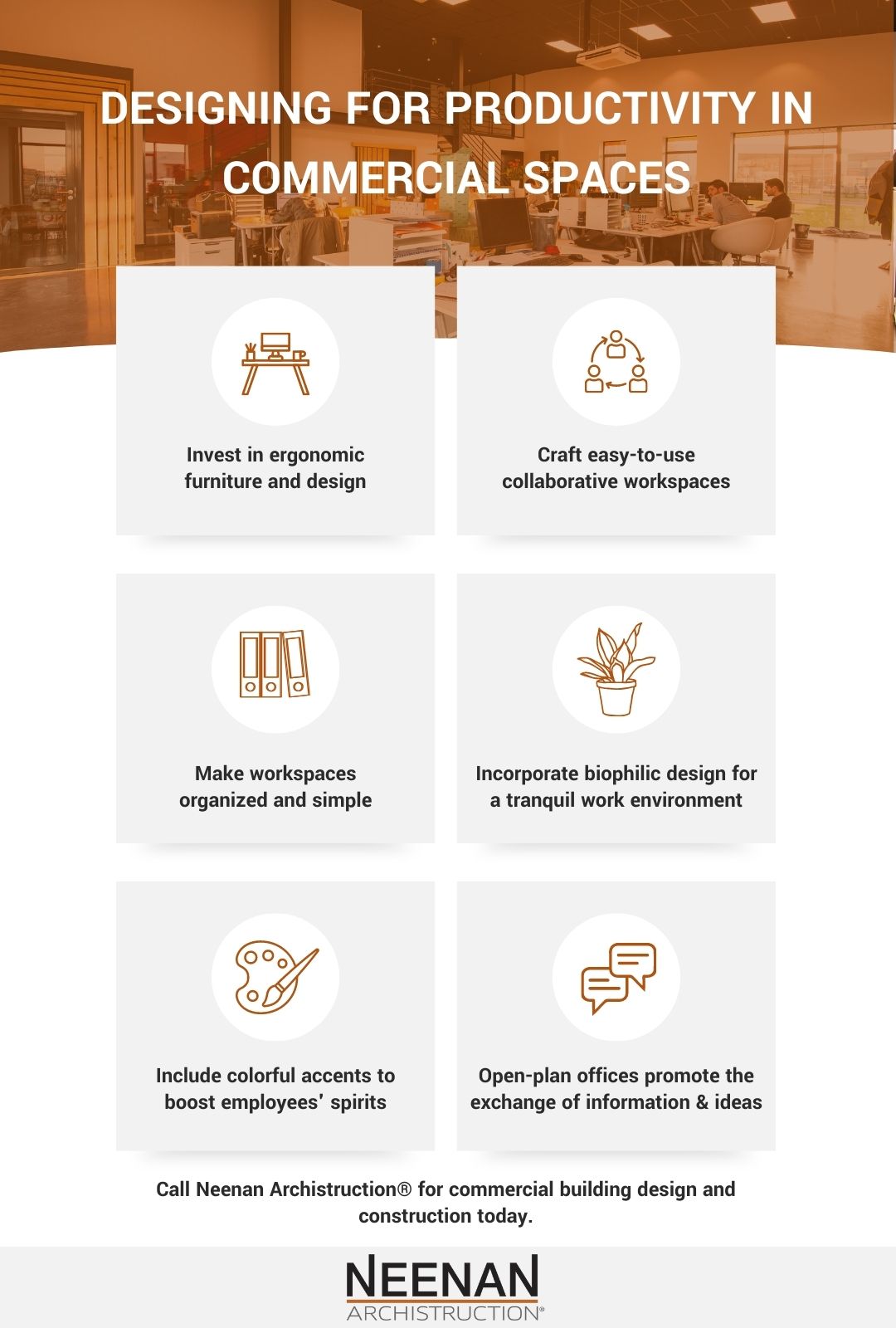 Designing for Productivity in Commercial Spaces Infographic